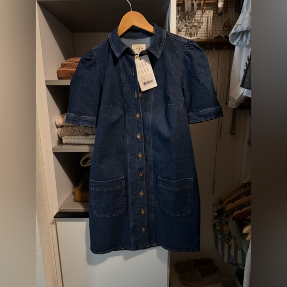 NWT Sezane Denim Almette Dress in Bleu - Picture 4 of 6